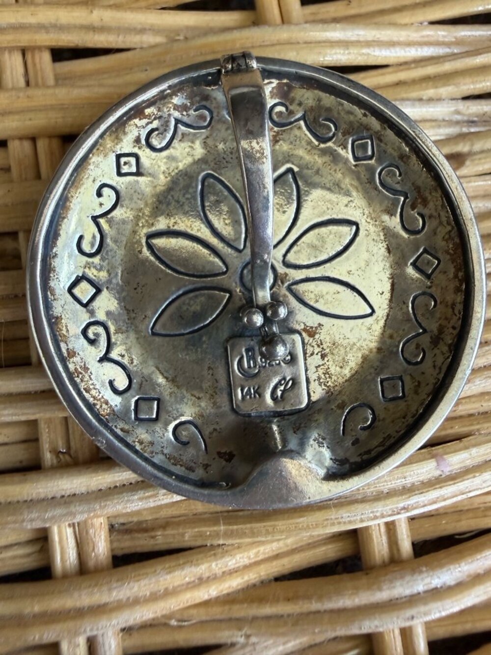 Vintage 90's Carolyn Pollack Relios Southwestern Medallion Pendant 14K Sterling - Picture 5 of 12